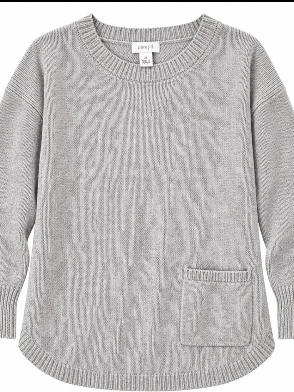 J. Jill Heather Gray Crewneck Pocket Sweater